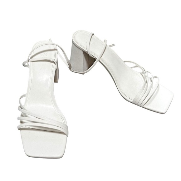 H&M White Strappy Block Heel Sandals - Picture 5 of 8